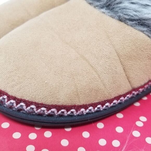 NINE WEST SLIPPERS W/FUR TRIM. SIZE L (9-10) - Picture 6 of 12